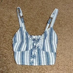 Hollister cropped tank. Light blue and white stripes. Size Small.